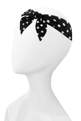 Повязка на голову "Дизи" черная, белый горох