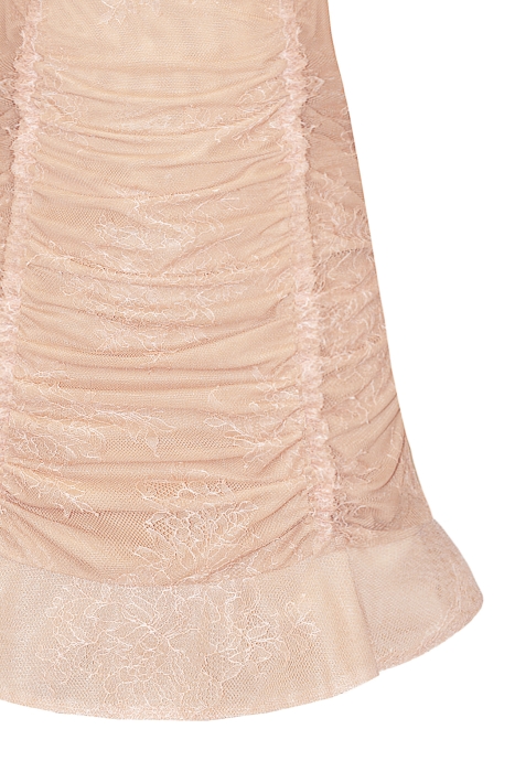 Платье "Лауретта" персиковое(нежно-розовое), мини, с кружевом