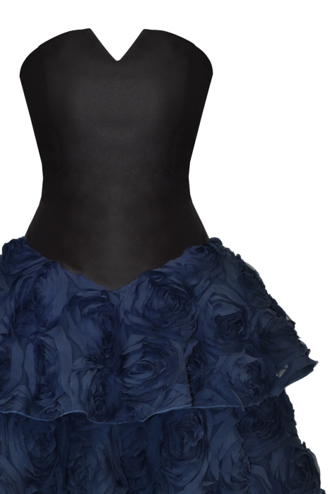 Платье "Маргарет" черное, синие розы