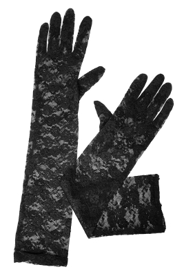 Перчатки "кружево", принт розы, черные, длинные, ажурные