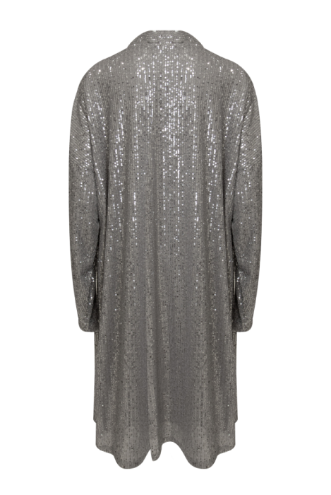 Кардиган - кимоно - накидка "Антель" серый, серебристые пайетки