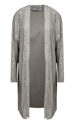 Кардиган - кимоно - накидка "Антель" серый, серебристые пайетки