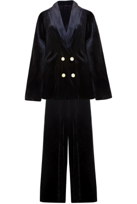 Костюм  "Люсиен", чёрный, бархат, жакет с брюками