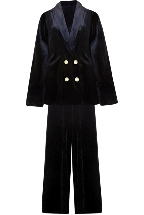 Костюм  "Люсиен", чёрный, бархат, жакет с брюками