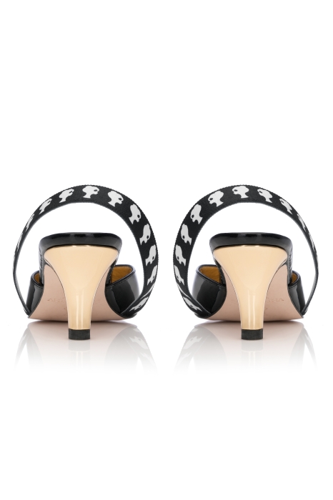 Сабо "SS-18" лак черные с лого (5 см)