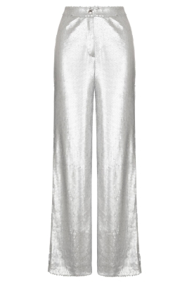 Брюки "Джина" серебристые пайетки, палаццо