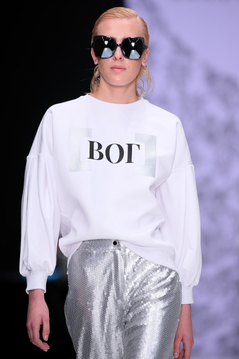 Брюки "Джина" серебристые пайетки, палаццо