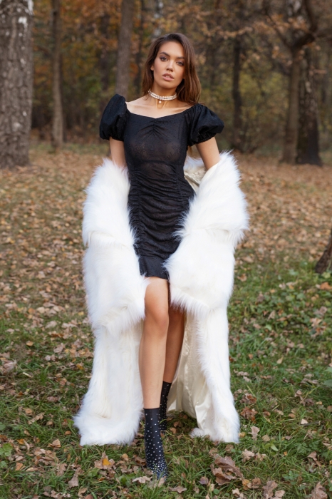 Платье "Лауретта" черное, мини, с кружевом