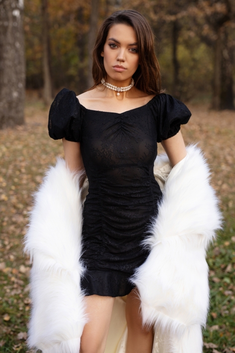 Платье "Лауретта" черное, мини, с кружевом