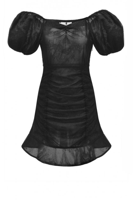 Платье "Лауретта" черное, мини, с кружевом