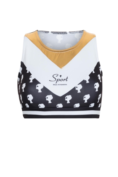 Топ "Фит" черный, молочный лого с золотом