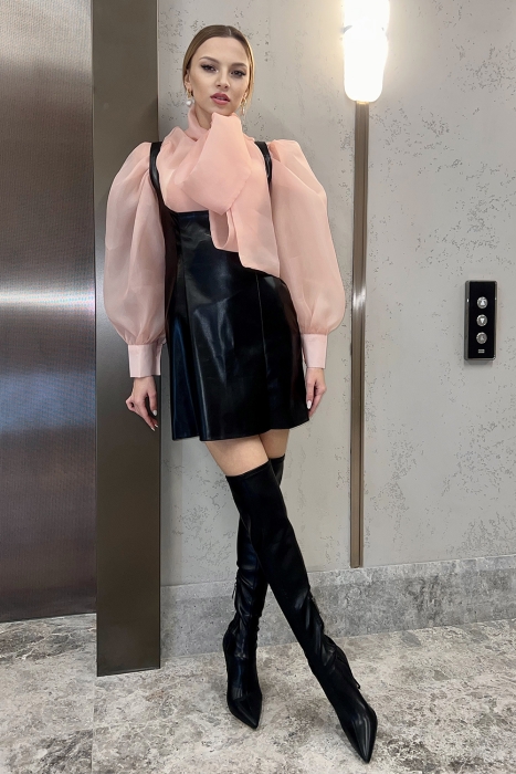 Сарафан "Олимпия" черный, эко-кожа