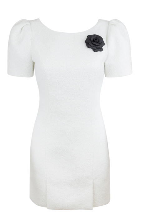 Платье "Оджи" белое, твид с люрексом