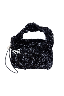 Сумка "Бархат" черная, черные пайетки