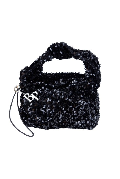 Сумка "Бархат" черная, черные пайетки