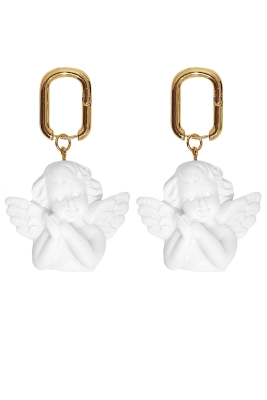 Серьги "Ангелы" белые, золотистый "английский" замок