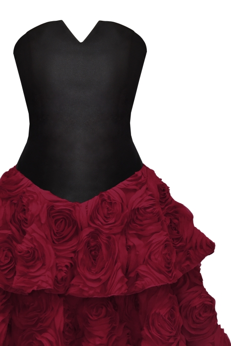 Платье "Маргарет" черное, бордовые розы