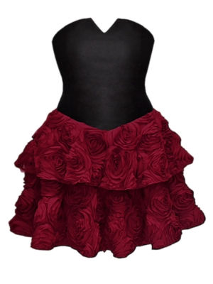 Платье "Маргарет" черное, бордовые розы