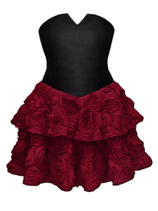 Платье "Маргарет" черное, бордовые розы