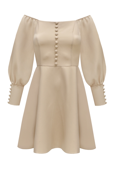 Платье "Андрия" нюдовое, декорированное пуговицами, мини