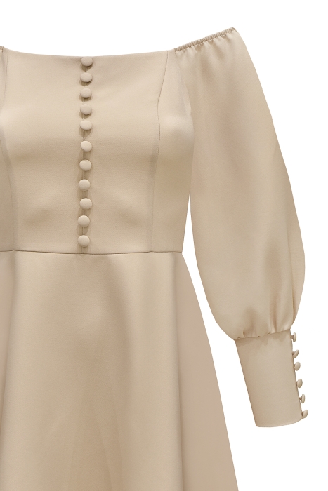 Платье "Андрия" нюдовое, декорированное пуговицами, мини