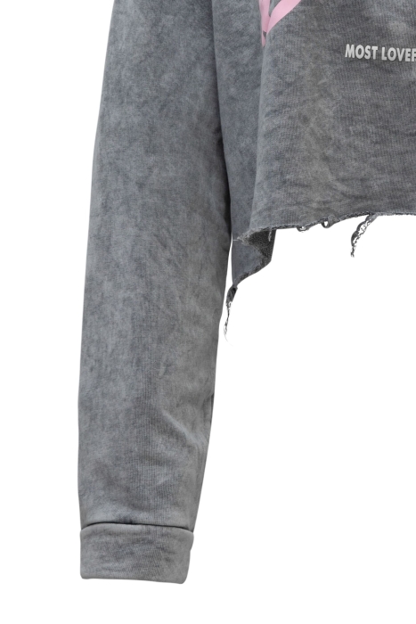 Свитшот "Barbie (Барби)" серый, розовый принт, укороченный