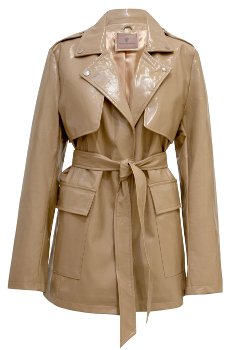 Тренч - пиджак "Фредерик" бежевый, эко-кожа лак