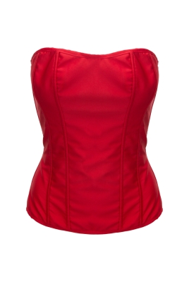Корсет - пояс красный, высокий, атлас (шелк), на завязках