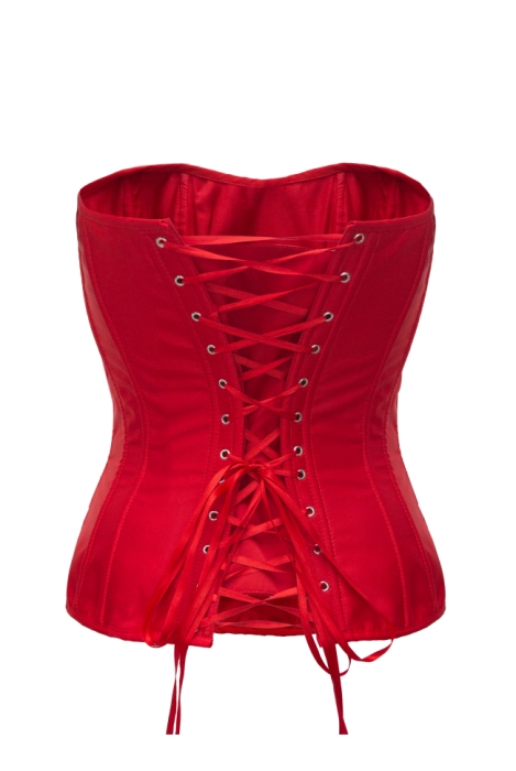 Корсет - пояс красный, высокий, атлас (шелк), на завязках