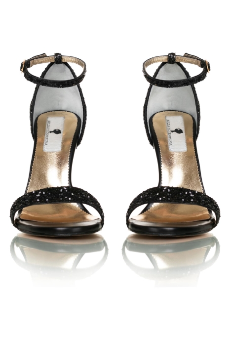 Босоножки "Аника" шпилька, глиттер черные