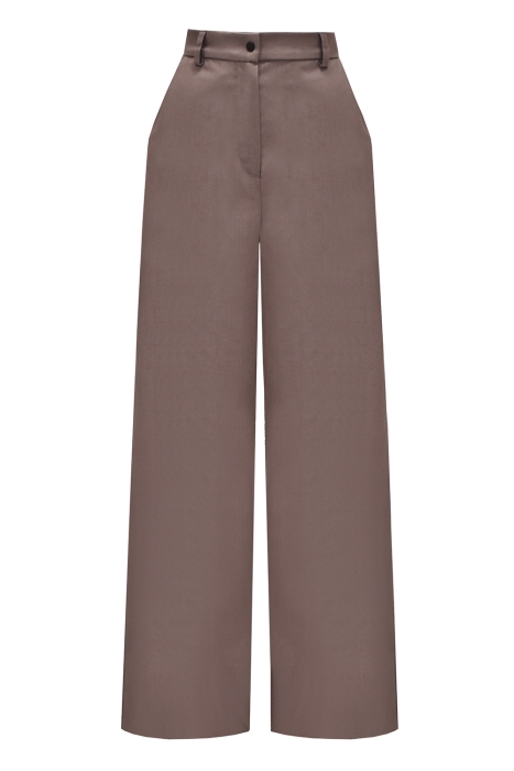 Костюм "Велес" какао, двубортный, удлиненный, с брошью