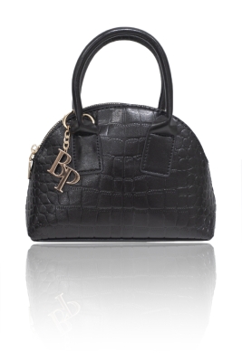 Сумка "Риччи" черная, эко-кожа, имитация кожи крокодила