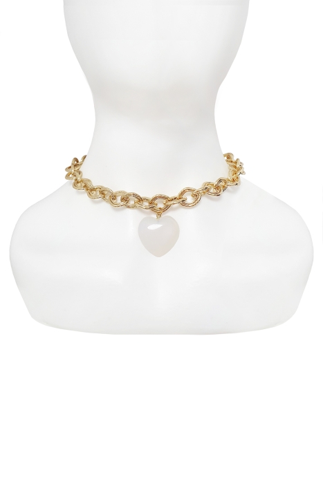 Чокер (колье), крупная золотистая цепь с сердцем из лунного камня