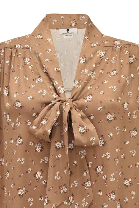 Платье "Салли" бежевое, цветочный принт