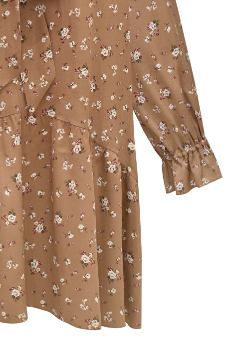 Платье "Салли" бежевое, цветочный принт