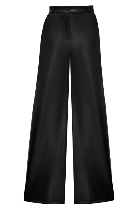 Брюки "Дамарис" черные, эко-кожа, высокая талия