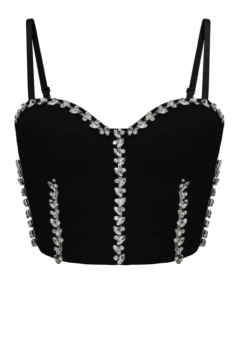Топ - корсет "Бенита" черный, со стразами - камнями