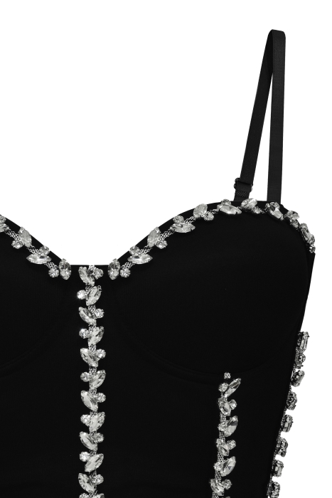 Топ - корсет "Бенита" черный, со стразами - камнями
