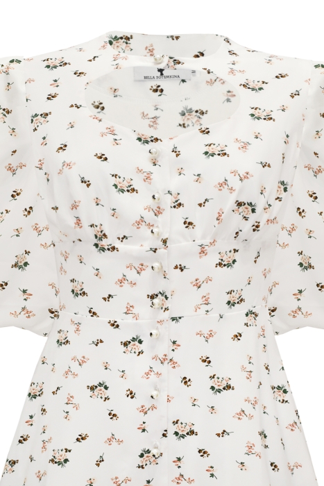 Платье "Эрнеста" белое, цветочный принт