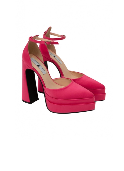 Туфли фуксия, атласные, на платформе
