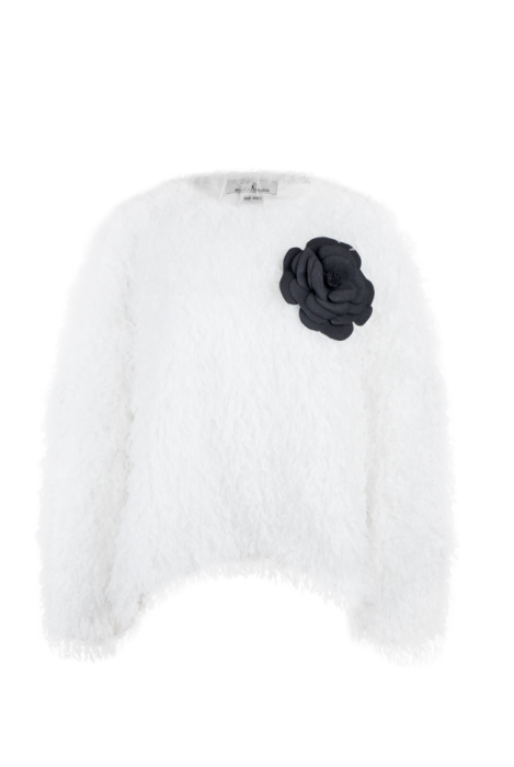 Свитшот (кофта) "Перья" белый, пушистый