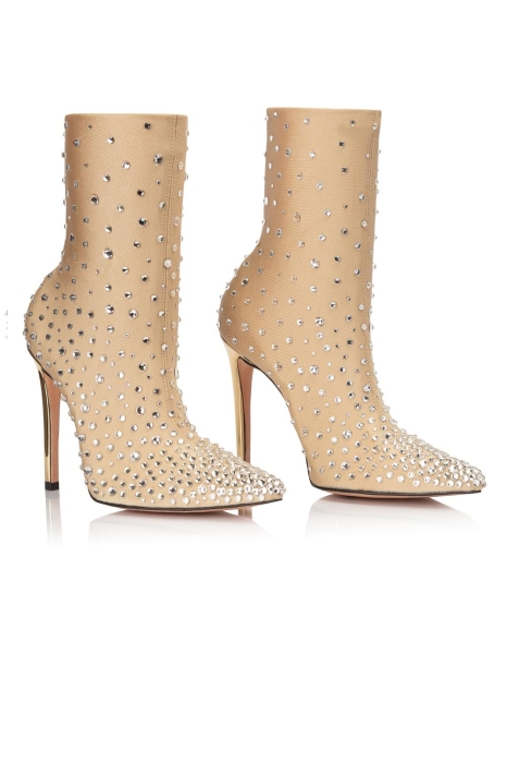 Ботильоны "SS-18" бифлекс нюдовые со стразами