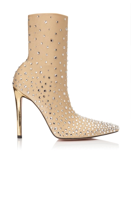Ботильоны "SS-18" бифлекс нюдовые со стразами