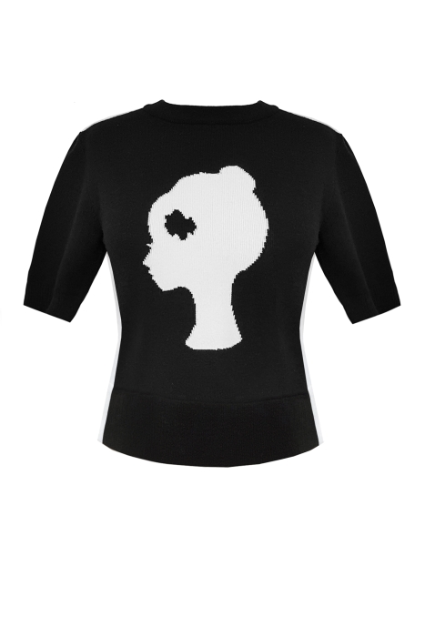 Джемпер "Овэлла" черный с белым, вязаный