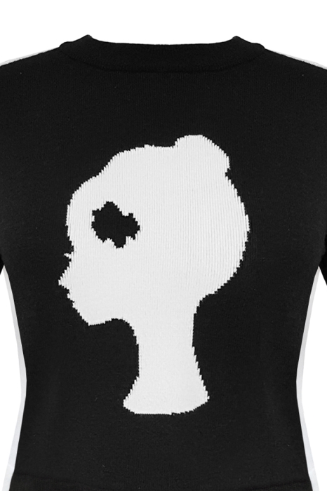 Джемпер "Овэлла" черный с белым, вязаный