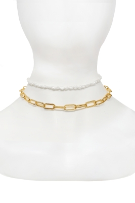 Чокер (колье) золотистое, с мелким жемчугом (2 нити)
