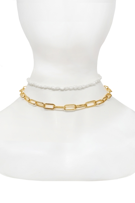 Чокер (колье) золотистое, с мелким жемчугом (2 нити)