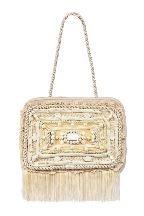 Ридикюль квадратный  молочный "жемчуг"