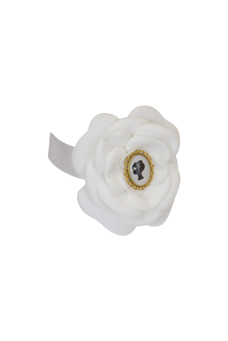 Брошь - чокер "Камелия" белая, с лого