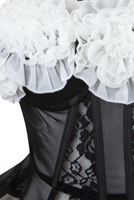 Корсет "Франко" черный, с кружевом, объемные белые цветы